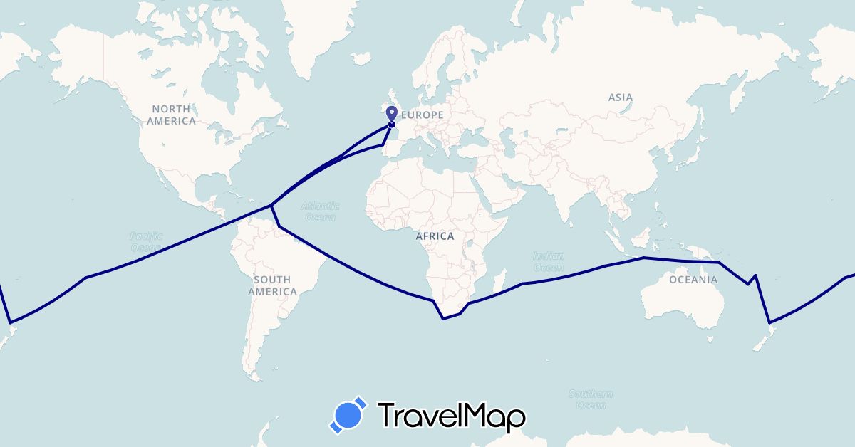 TravelMap itinerary: driving in Australia, Brazil, France, Guyana, Indonesia, Mauritius, Namibia, New Zealand, Panama, Papua New Guinea, Portugal, Vanuatu, South Africa (Africa, Asia, Europe, North America, Oceania, South America)